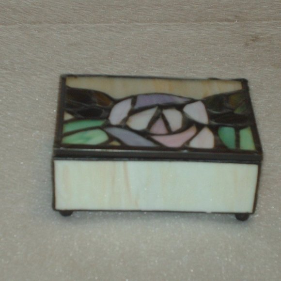 stained glass Art Vintage Colorful Stained Glass Trinket Box Poshmark